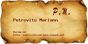 Petrovits Mariann névjegykártya